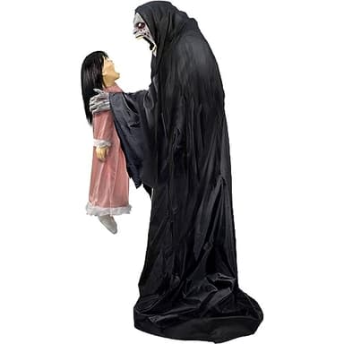 Haunted Hill Farm Soul Sucker Demon Reaper with Child by Tekky, Motion-Activated Talking Halloween Animatronic for Creepy Indoor or Covered Outdoor Halloween Decorations, Plug-in or Battery Operated - Image 11