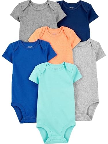 Simple Joys by Carter's Baby Boy's 6-Pack Short-Sleeve Bodysuit Shirt, solid, 24 Months - Image 1