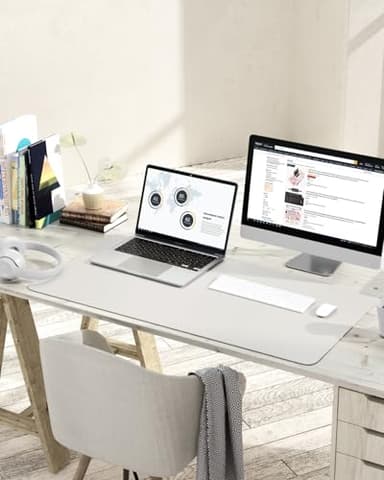 YSAGi Non-Slip Leather Desk Pad L Size, Waterproof Laptop Computer Desk Keyboard Mat, Table Protector Blotter Mat, Large Mouse Pad for Office/Work/Home/Decor(Apricot Gray, 35.4" x 17") - Image 2