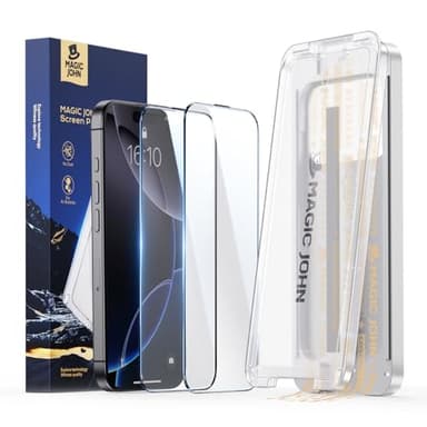 MAGIC JOHN 3rd Gen Upgraded for iPhone 16 Pro Max Screen Protector 6.9 Inch,HD Clear,Shatterproof Tempered Film,Auto Dust-Elimination,Bubble Free,Easy Installation,2 Pack - Image 1