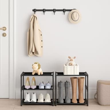 Autonomier 3 Tier Small Shoe Rack, Narrow Stackable Kids Toddler Adult Shoe Storage Organizer Shelf for Closet Floor Front Door Entrance Entryway, Free Standing Shoe Rack Organization Shelves - Image 5