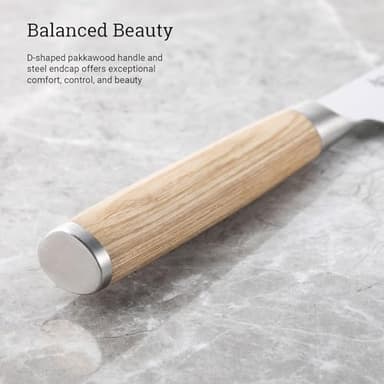 Shun Classic Blonde 3.5" Paring Knife, Handcrafted Japanese Vegetable & Fruit Knife, VG-MAX Core with Damascus Stainless Steel Cladding, Pakkawood Handle, Small Tool for Peeling, Coring & Cutting - Image 4