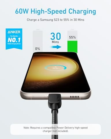 Anker USB C to USB C Cable,Type-C Fast Charging Cord (3FT,2Pack) for iPhone 17/16 Series,iPad Air 4,MacBook Pro 2022 and More (Black) - Image 2