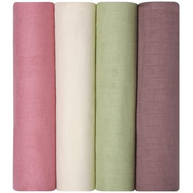 Momcozy Muslin Swaddle Blankets, 4 Pack Ultra Soft Neutral Matching Baby Swaddle Blanket, Breathable Skin Friendly, Large 47 x 47 Inch Swaddling Receiving Blanket for Boy Girl, Light Green - Image 8