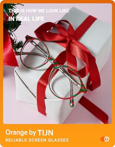 TIJN Blue Light Blocking Glasses Men Women Vintage Thick Round Rim Frame Eyeglasses(Red/Green) - Image 3