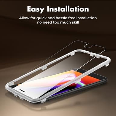 UNBREAKcable Shatterproof Tempered Glass Screen Protector for iPhone SE 2022/SE 2020, iPhone 8/7 [3-Pack] [99.99% HD Clear] [Easy Installation Frame] [9H Hardness][Bubble Free] for Apple 4.7'' - Image 2