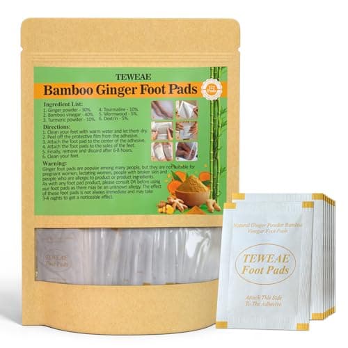 TEWEAE 122 Pads Ginger Foot Pads -with Pure Natural Turmeric & Ginger, Wormwood, Bamboo Vinegar, Bigger Adhesive Pad Ginger Foot Pads - Image 1
