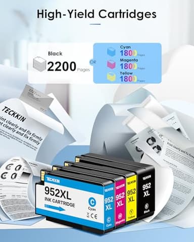 952XL Ink Cartridges (4-Pack) for HP 952XL Ink Cartridges Combo Pack High Yield Work for HP OfficeJet 8702, OfficeJet Pro 7720, 7740, 8210, 8710, 8720, 8730, 8740 Printer (Black Cyan Magenta Yellow) - Image 3