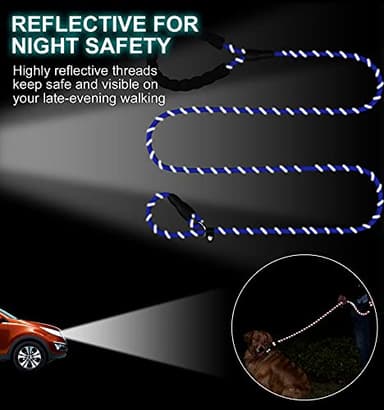 TagME Slip Leads for Dogs, 6 FT Heavy Duty Dog Leash with Padded Handle, Strong Rope No Pull Pet Training Leash for Small Dogs,Navy Blue - Image 5