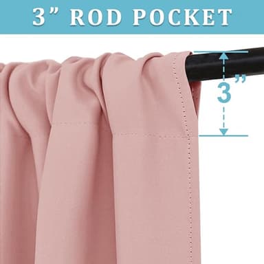 RYB HOME Small Curtains Blackout - Privacy Energy Efficiency Mini Curtains for Kids Bedroom RV Camper Windows Trailer Bathroom Kitchen Cabinet Window Tiers, W 29 x L 36, Peach Blush, 2 Panels - Image 3