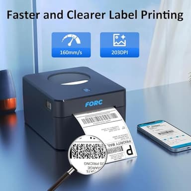 Forc Shipping Label Printer,Bluetooth Thermal Label Printer 4x6 for Small Business for Amazon,Ebay,Etsy,Shopify Shipping Packages,USPS,UPS,Support Windows, Mac, iOS, iPhone, Android(Black) - Image 3