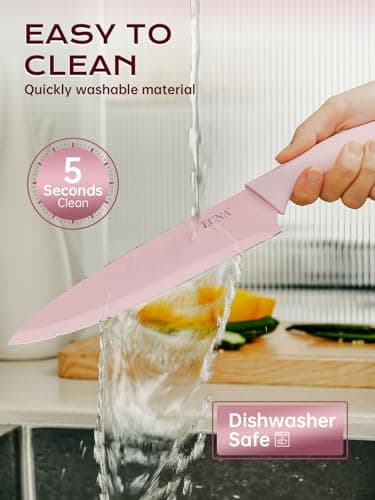 EUNA Knife Block Set, 19 PCS Kitchen Knife Set with Acrylic Block and Sharpener, German High-Carbon Stainless Steel Knife Sets with 6 Serrated Steak Knives, Bread Knife, Chef Knife, Rust-Proof - Image 4