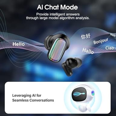 AI Language Translator Earbuds Real Time, 164 Language/6 Translation Modes Translator Earbuds 3-in-1 Translation Headphones, Bluetooth 5.4 Translation Device for Travel Business Learning, Black - Image 4
