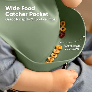 KeaBabies 2-Pack Silicone Baby Bibs for Eating - Sturdy Food-Grade Silicone Bibs for Babies Girl, Boy, Large Food Catcher, Clean & Put On Easily, Waterproof Toddler Feeding Essentials (Slate) - Image 5