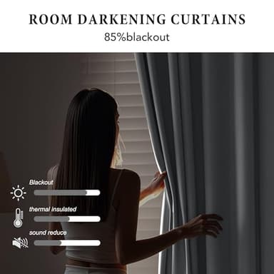 RYB HOME Blackout Room Divider Curtains with Flexible Track Ceiling/Wall Mount, Extra Wide Floor to Ceiling Curtains with Hooks for Bedroom/Office/Study/Living Room, White, W120 x L84, 1 Panel - Image 2