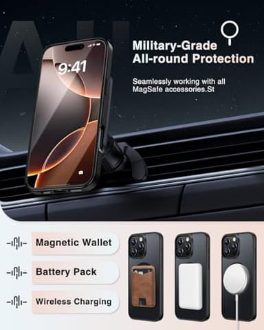 [4 in 1] Magnetic for iPhone 16 Pro Max Case, 2 Pics Privacy Screen Protectors and 1 Pic Camera Protector, Fit for MagSafe, Military Grade Shockproof Translucent Matte 16 Pro Max Cover 6.9", Black - Image 3