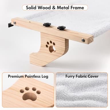 AMOSIJOY Cat Sill Window Perch Sturdy Cat Hammock Window Seat with Wood & Metal Frame for Large Cats, Easy to Adjust Cat Bed for Windowsill, Bedside, Drawer and Cabinet - Image 5
