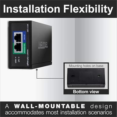 TRENDnet Gigabit PoE++ Injector, Supplies PoE (15.4W), PoE+ (30W), or PoE++ (60W), Network A PoE Device Up to 100m(328 ft), Supports IEEE 802.3af,802.at, Plug & Play, Black, TPE-117GI - Image 4
