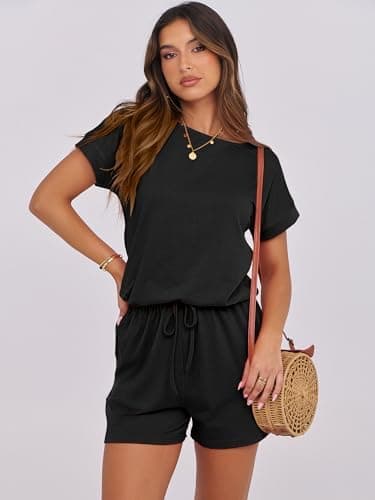 ANRABESS Rompers for Women Summer 2026 Casual Dressy One Piece Tshirt Short Pants Jumpsuit Beach Vacation Outfit Clothes - Image 3