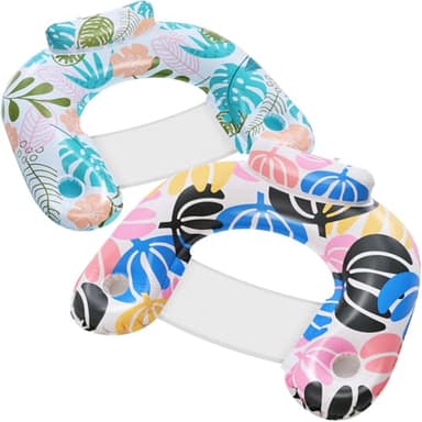 ANNIL【2 Pack】 Adult Inflatable Pool Floats Chair, Water Leisure Inflatable Floating Chair,Drink Holder, Ergonomic Headrest,Pool Floaties for Adults Swimming Pool Party, Summer Water Fun - Image 1