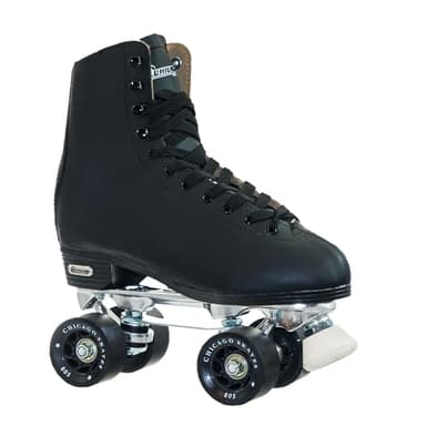 CHICAGO SKATES Men's Premium Leather Lined Rink Roller Skate - Classic Black Quad Skates - Size 8 - Image 1