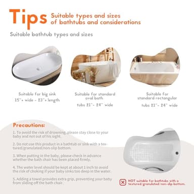 BabyBond Baby Bath Seat with Sitting & Lying 2 Modes, 3-Speed Adjustment, Powerful Suction Cups, Infant Bathtub Chair with Soft and Comfortable Towel, Folding and Hanging - Image 7