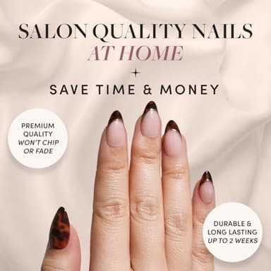 Glamnetic x GLAMZILLA Press On Nails - KILLAZILLA | Short Almond Tortoiseshell Fake Nails with French Tips, Salon Quality | 15 Sizes - 30 Nail Kit with Glue - Image 2