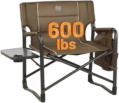 Timber Ridge XXL Upgraded Oversized Directors Chairs with Foldable Side Table, Detachable Side Pocket, Heavy Duty Folding Camping Chair up to 600 Lbs Weight Capacity (Brown) Ideal Gift - Image 2