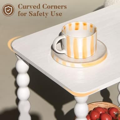 Fultyle White End Table, Small Side Table with Storage Shelf, 2-Tier Modern NightStand for Bedroom, Living Room, Small Spaces (White) - Image 7