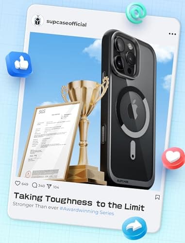 SUPCASE for iPhone 16 Pro Max Case with Camera Control Capture Button (Unicorn Beetle Mag), [Compatible with MagSafe] [Military-Grade Protection] Slim Clear Magnetic Phone Case (Black) - Image 9