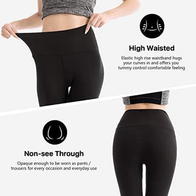 SINOPHANT High Waisted Leggings for Women - Full Length Capri Buttery Soft Yoga Pants for Workout Athletic(Full Black,S-M) - Image 3