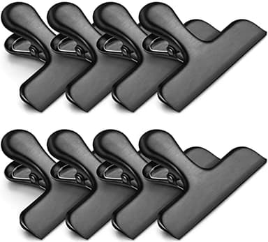 Bag Clips, Heavy Duty Stainless Steel Chip Clips, 8 Pack Food Bags Clamp Great for Kitchen Office to Seal Coffee Bags, Paper Sheets - Pack of 8 - Image 1
