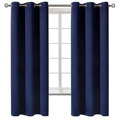 BGment Blackout Curtains for Bedroom 63 Inches Long - Navy Blue Room Darkening Thermal Insulated Sunlight Blocking Grommet Window Drapes for Kids Boys Room, Set of 2 Panels, 42 x 63 Inch - Image 1