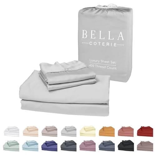 Bella Coterie Luxury Bamboo Viscose Queen Size Sheet Set | 100% Organically Grown | Ultra Soft | Cooling for Hot Sleepers | 18" Deep Pocket [Grey Mist] - Image 1