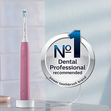 Philips Sonicare 4100 Rechargeable Electric Toothbrush, with Pressure Sensor, 2 Intensity Settings, SmarTimer and QuadPacer, 14-Day Battery Life, Deep Pink, Model HX3681/26 - Image 6