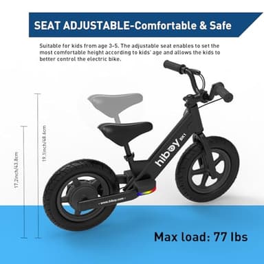 Hiboy BK1 Electric Balance Bike for Kids, 12 Inch Tires, 150W Peak Motor, Adjustable Seat, 21.6V/2.6Ah Battery, Electric Bike for Kids Ages 3-5 - Image 5