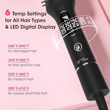 CINOSTAR Heated Round Brush for Hair Straightener, Curler, and Volumizer, 1.5 inch Curling Styler, Negative Ion Thermal Brush, with 6 Temp Settings, Fast Heating, Dual Voltage for Travel, Silver - Image 5