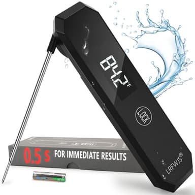 Meat Thermometer Digital 0.5 Sec Instant Read Thermometer, Accurate to ±0.5°F Ultra Fast Digital Food Thermometer for Cooking Outside Grill BBQ, 180° Auto Rotating Display, Waterproof, Auto Wake/Sleep - Image 1