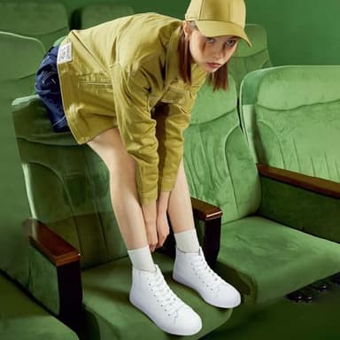 hash bubbie Unisex Canvas High top Sneakers Women's Classic Fashion High Tops Canvas Shoes Casual Tennis Shoes for Men（White.US9.5W/7.5M） - Image 3