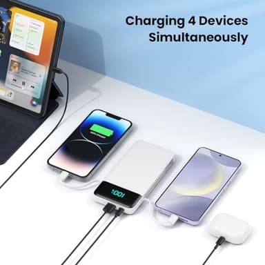 Portable Charger for iPhone with Built in Cables and Wall Plug,Upgraded 13800mAh Fast Charging USB C Power Bank,4 Outputs Travel Essential Battery Pack Compatible with iPhone 15/14/13,Samsung-White - Image 6