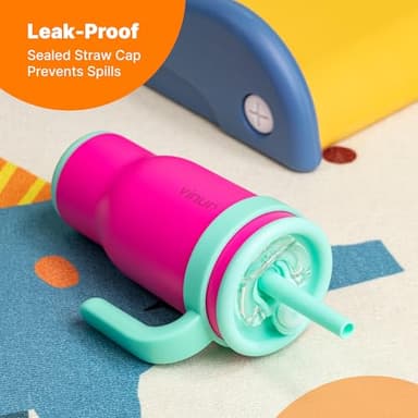 VINUR Insulated Tumbler with Handle 17 oz Stainless Steel Double Wall Vacuum Tumbler Travel Water Cup with Lid and Straw(Rose Pink) - Image 4