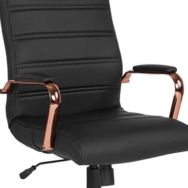 Flash Furniture Whitney High-Back Swivel LeatherSoft Desk Chair with Padded Seat and Armrests, Adjustable Height Padded Office Chair, Black/Rose Gold - Image 9