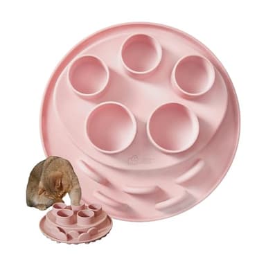 Puzzle Feeder Mat, Slow Feeder for Good Cat Eating Habits, Interactive Cat Toys, Pink - Image 1