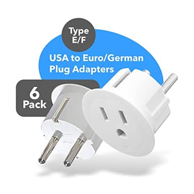 OREI American USA To European Plug Adapter – Type E/F Schuko Plug Adapter - Use in Germany, France, & More - CE Certified – For Mobile, Laptop & Camera Chargers - 6 Pack - Image 2