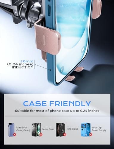 CHGeek Wireless Car Charger, 15W Fast Charging Auto Clamping Car Charger Phone Mount Phone Holder fit for iPhone 15 14 13 12 11 Pro Max Xs, Samsung Galaxy S25 Ultra S24 S23 S22, S21, S20, Pink - Image 7