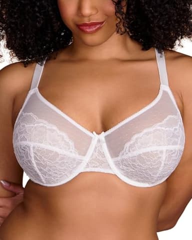 HSIA Minimizer Bras for Women Enchante Full Coverage Underwire Bras Plus Size Lifting Floral Lace Bra for Heavy Breast White - Image 1