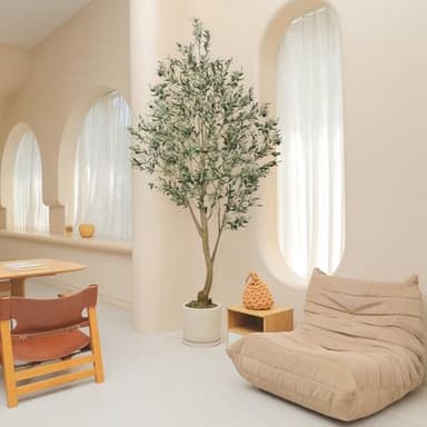 Realead Tall Faux Olive Tree 9ft - Realistic Large Silk Olive Tree Artificial Indoors - Fake Olive Trees with Branches and Fruits - Artificial Olive Trees for Home Office Decor Indoor - Image 5
