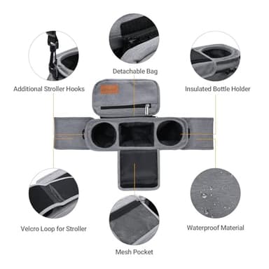 Momcozy Universal Stroller Organizer with Insulated Cup Holder Detachable Phone Bag & Shoulder Strap, Fits for Stroller like Uppababy, Baby Jogger, Britax, BOB, Umbrella and Pet Stroller - Image 4