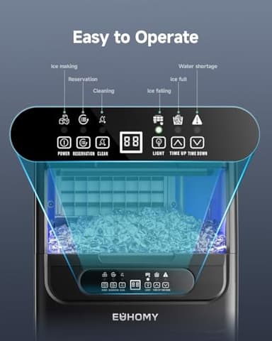 EUHOMY Commercial Ice Maker Machine,70lbs/24H,36 Ice Cubes in 8-12 Mins,Under Counter Ice Maker with Water Filter,12lbs Storage Capacity,Freestanding Ice Machine for Home/Bar/Cafe/Restaurant - Image 4