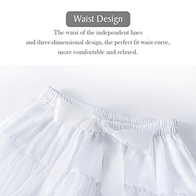 Women's Elastic Waist Chiffon Petticoat Puffy Tutu Tulle Skirt Princess Ballet Dance Pettiskirts Underskirt White - Image 4